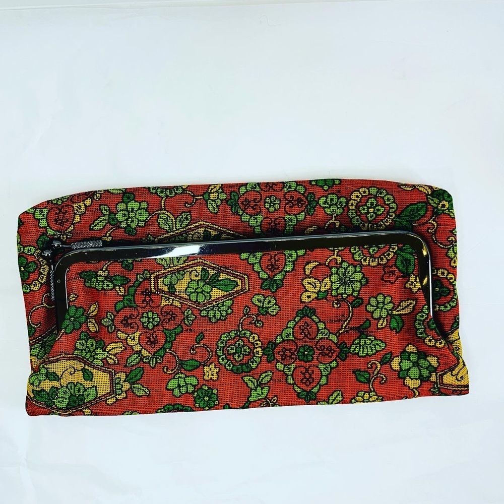 VINTAGE retro coin PURSE handbag bohemian style METAL detail FLORAL DESIGN